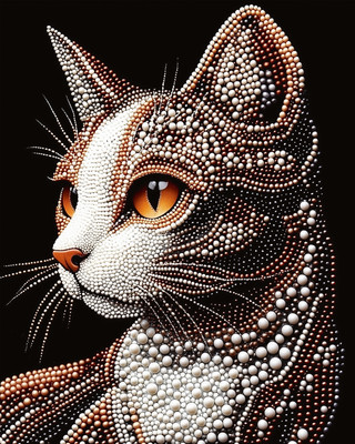 Набор алмазной вышивки Феникс+ Жемчужная кошка / 71448