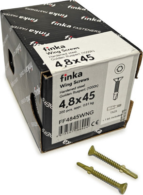 Шуруп Finka Wing Screws С крыльчаткой флюгель 4.8x45 со сверлом TORX25 (200шт, Golden Ruspert)