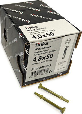 Шуруп Finka Wing Screws С крыльчаткой флюгель 4.8x50 со сверлом TORX25 (200шт, Golden Ruspert)