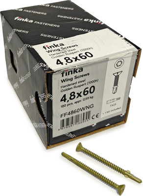 Шуруп Finka Wing Screws С крыльчаткой флюгель 4.8x60 со сверлом TORX25 (180шт, Golden Ruspert)