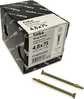 Шуруп Finka Wing Screws С крыльчаткой флюгель 4.8x75 со сверлом TORX25 (150шт, Golden Ruspert)