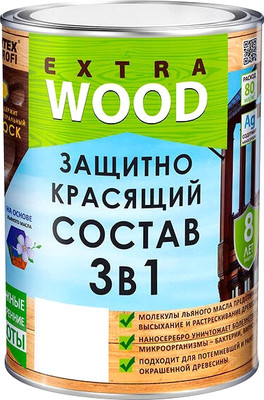 Защитно-декоративный состав Farbitex Wood Extra 3в1 Карелия (750мл, груша)