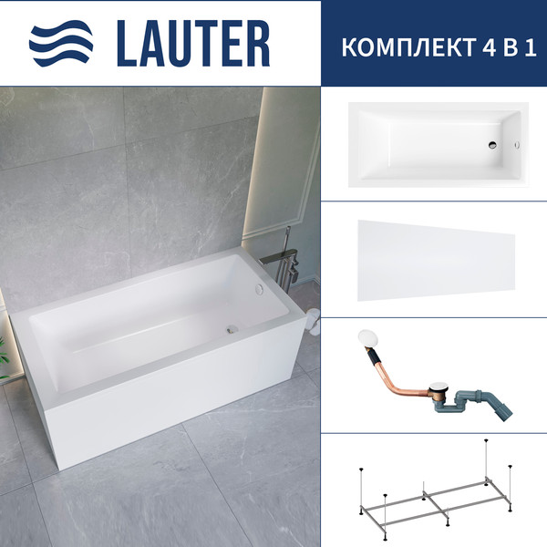 Изображение товара Ванна акриловая Lauter Athena 170x80 / 21090080 (с каркасом, лицевым экраном и сифоном 21Y11022 белый)