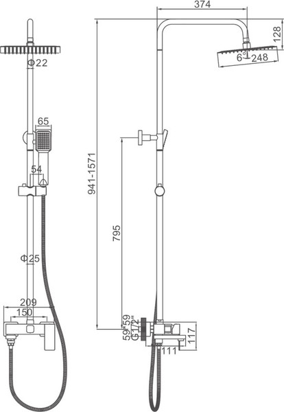 Изображение товара Душевая система со смесителем Ledeme L72425Y-1