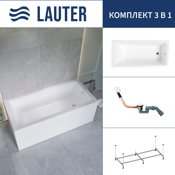 Изображение товара Ванна акриловая Lauter Athena 170x80 / 21090080 (с каркасом и сифоном 21Y11022 белый)