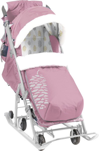 Изображение товара Санки-коляска Ника Детям 7-5К (пыльно-розовый/шишка/серый каркас)