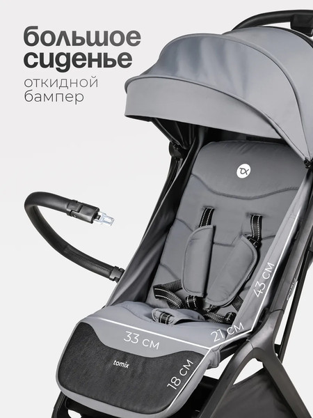 Изображение товара Детская прогулочная коляска Tomix Easy S1 (серый)