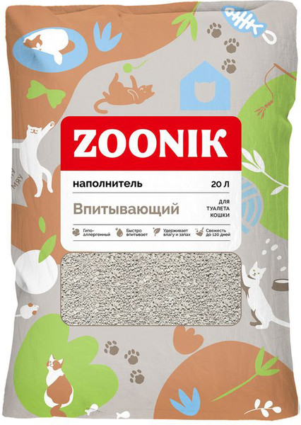 Изображение товара Наполнитель для туалета ZOONIK Впитывающий / 06248 (20л)