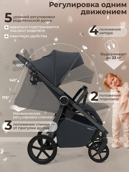 Изображение товара Детская прогулочная коляска Sweet Baby SBL Unica (темно-серый)