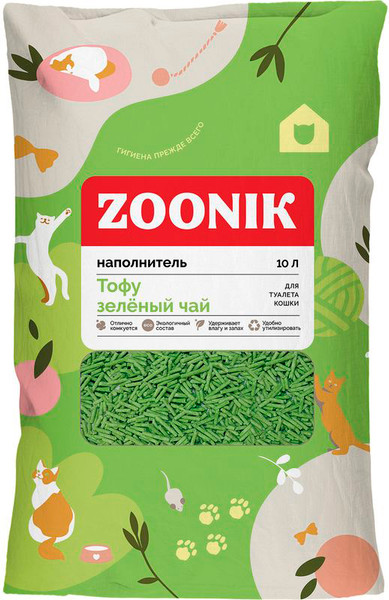 Изображение товара Наполнитель для туалета ZOONIK Тофу / 06273 (10л)