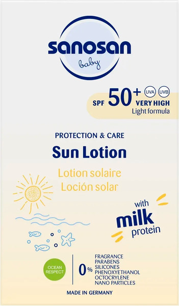 Изображение товара Крем солнцезащитный Sanosan Baby SPF 50+ / 40892080 (100мл)