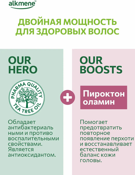 Изображение товара Шампунь для волос Alkmene Против перхоти и зуда с маслом чайного дерева / 40056320 (200мл)