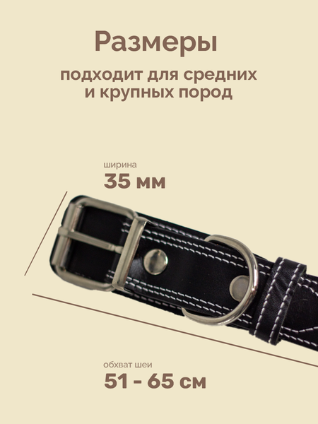 Изображение товара Ошейник ZOONIK Премиум классик / 10132-1 (черный)