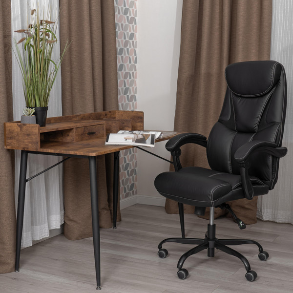 Изображение товара Кресло офисное Tetchair Cambridge metalBL кожзам/ткань (черный)