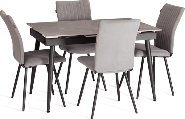 Изображение товара Обеденный стол Tetchair Балморал 120+40x80x75 (серый/черный)