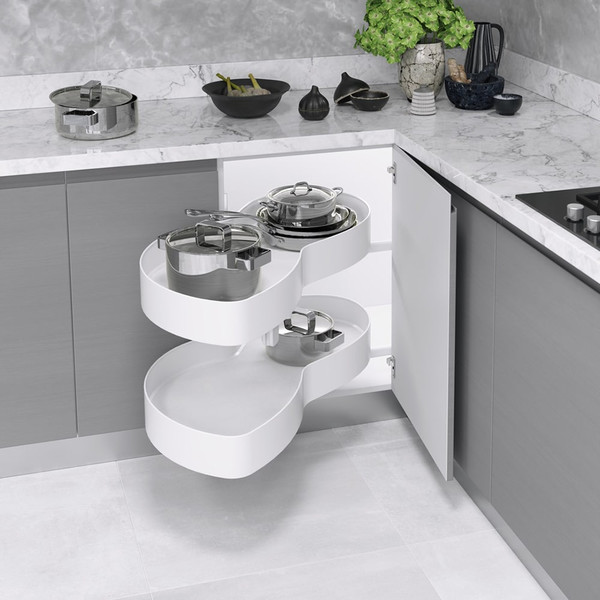 Изображение товара Корзина выкатная Starax Волшебный уголок поворотный / S-3105-UB-W (левое выдвижение, белый)