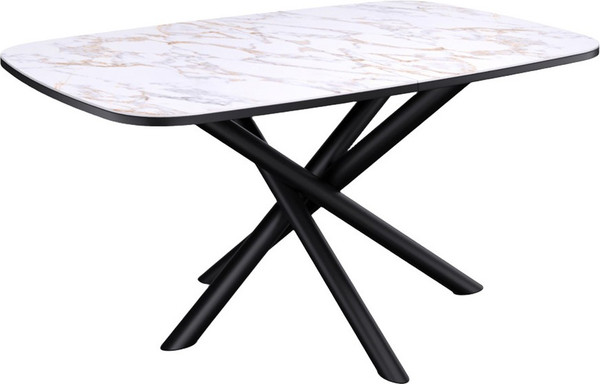 Изображение товара Обеденный стол Kenner DF1250 (черный/керамика мрамор белый глянец)