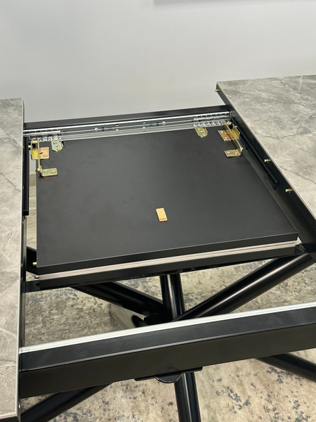 Изображение товара Обеденный стол Kenner DF1250 (черный/керамика мрамор серый глянец)