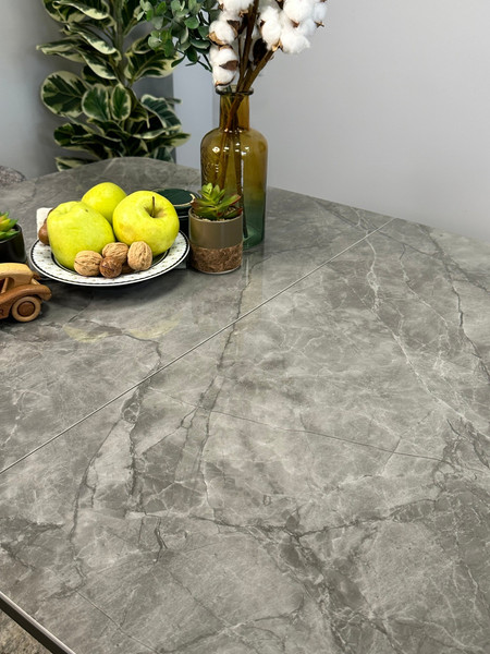 Изображение товара Обеденный стол Kenner DF1250 (черный/керамика мрамор серый глянец)