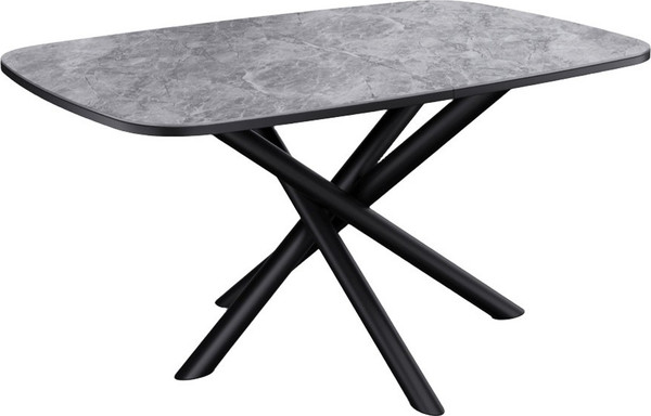 Изображение товара Обеденный стол Kenner DF1250 (черный/керамика мрамор серый глянец)