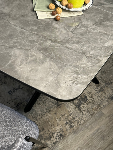 Изображение товара Обеденный стол Kenner DF1250 (черный/керамика мрамор серый глянец)