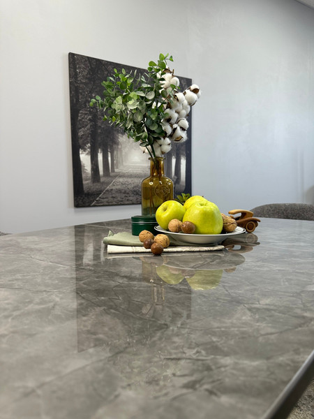 Изображение товара Обеденный стол Kenner DF1250 (черный/керамика мрамор серый глянец)