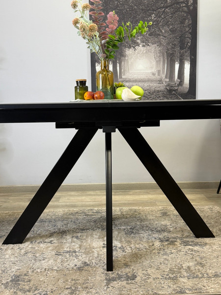 Изображение товара Обеденный стол Kenner DL1300 (черный/керамика мрамор серый глянец)