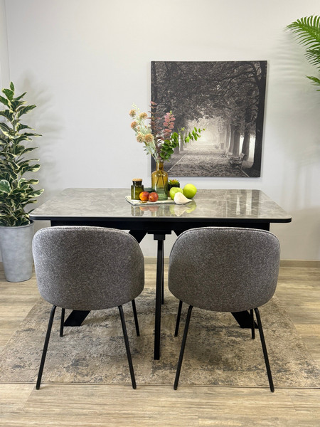 Изображение товара Обеденный стол Kenner DL1300 (черный/керамика мрамор серый глянец)