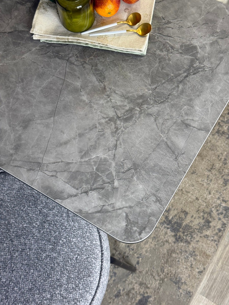 Изображение товара Обеденный стол Kenner DL1300 (черный/керамика мрамор серый глянец)