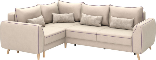 Изображение товара Диван угловой Олмеко Лона (велюр Forward 910 крем/велюр Forward 892 тоуп)
