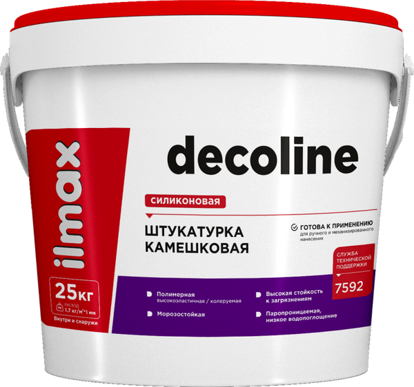 Изображение товара Штукатурка готовая декоративная ilmax Decoline Камешковая силиконовая база 1.5мм (25кг)