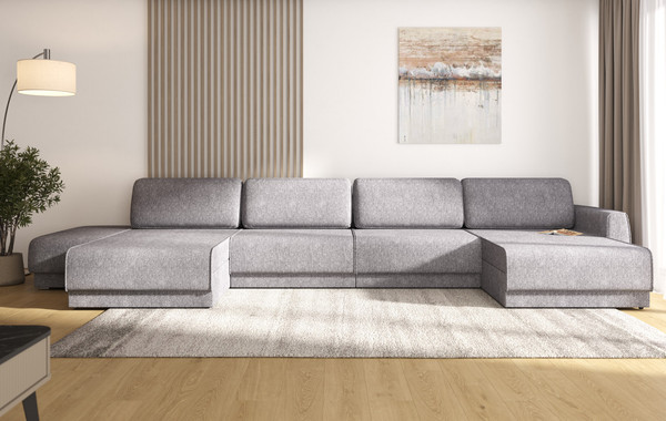 Изображение товара Диван П-образный Олмеко Женева 2S2OPF левый (шейп сильвер)