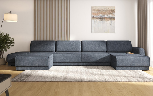 Изображение товара Диван П-образный Олмеко Женева 2S2OPF левый (шейп сталь)