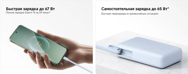 Изображение товара Портативное зарядное устройство Xiaomi 67W Power Bank 10000mAh / BHR08NZGL (ледяной голубой)