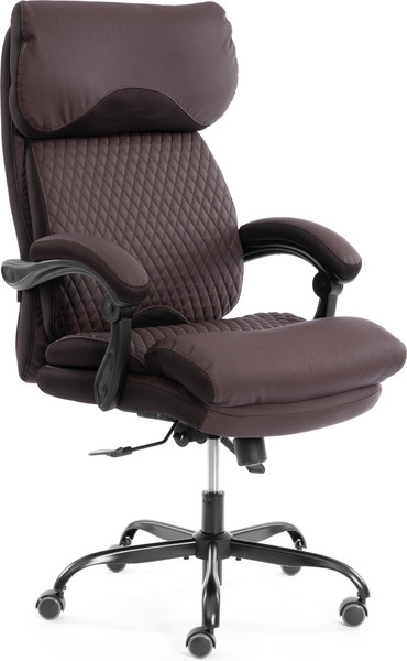 Изображение товара Кресло офисное Tetchair Chief metalBL кожзам/ткань (коричневый/коричневый стеганный)