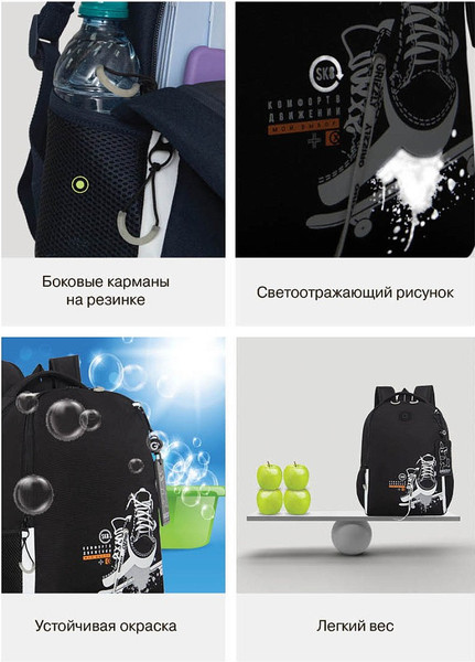 Изображение товара Школьный рюкзак Grizzly RB-651-5 (черный/белый)