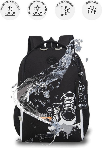 Изображение товара Школьный рюкзак Grizzly RB-651-5 (черный/белый)