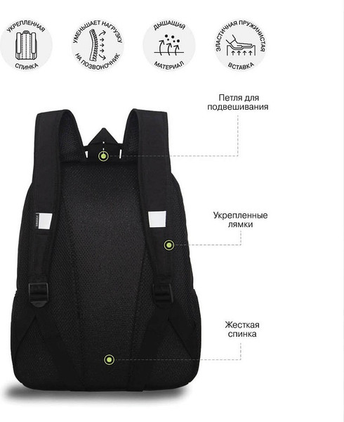 Изображение товара Школьный рюкзак Grizzly RB-651-5 (черный/белый)