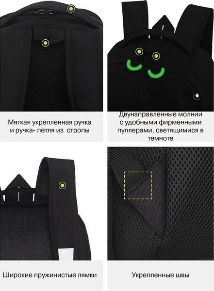 Изображение товара Школьный рюкзак Grizzly RB-651-5 (черный/белый)