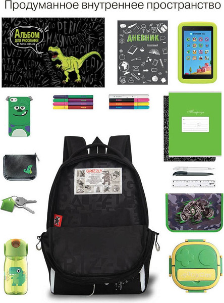 Изображение товара Школьный рюкзак Grizzly RB-651-5 (черный/белый)