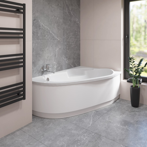 Изображение товара Ванна акриловая Lauter Valencia 150x100 / 2102150R (с ножками, лицевым экраном и сифоном 21Y32001 матовый черный)