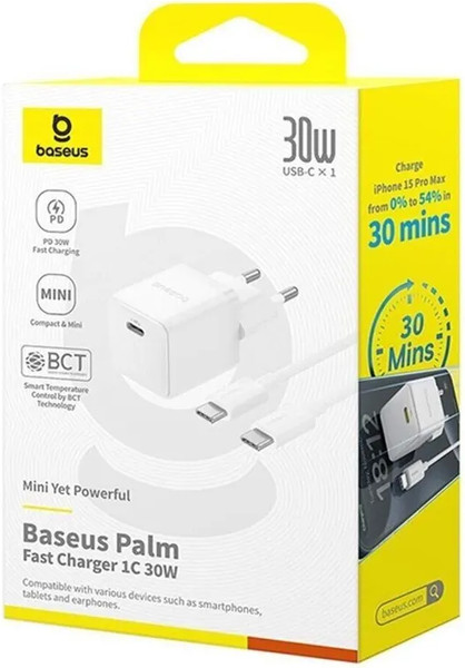 Изображение товара Зарядное устройство сетевое Baseus Palm 30W EU / P10111605213-01 (белый)