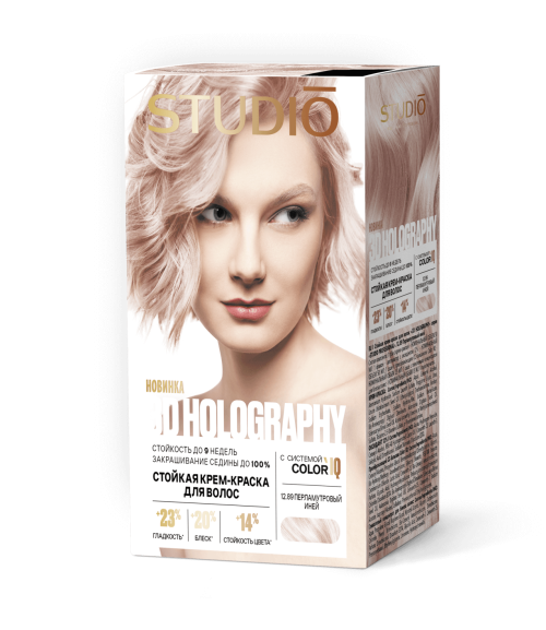 Изображение товара Крем-краска для волос Studio Professional 3D Holography 12.89 (60мл, перламутровый иней)