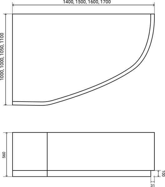 Изображение товара Ванна акриловая Lauter Valencia 150x100 / 2102150L (с ножками и сифоном 21Y32000 хром)