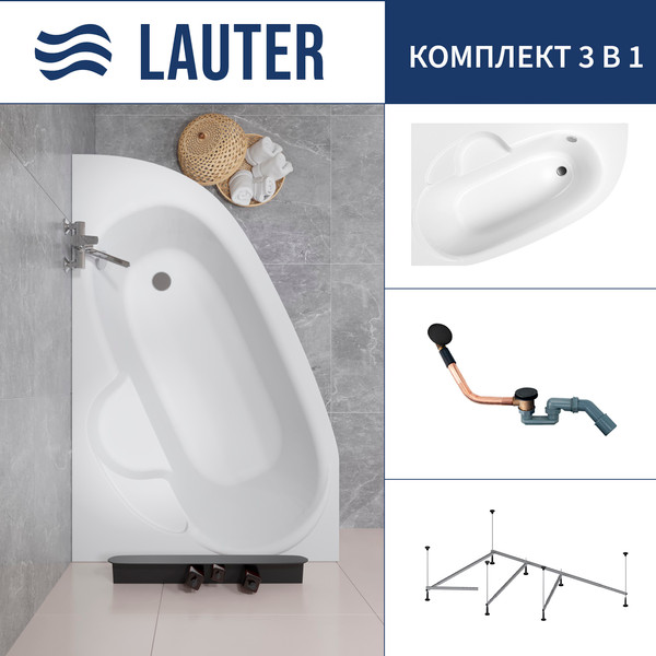Изображение товара Ванна акриловая Lauter Valencia 150x100 / 2102150L (с каркасом и сифоном 21Y11021 матовый черный)