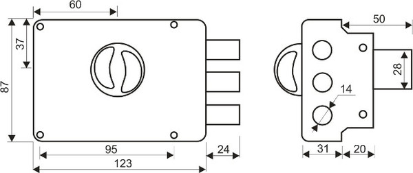 Изображение товара Замок накладной Аллюр ЗН 1-3-2Р