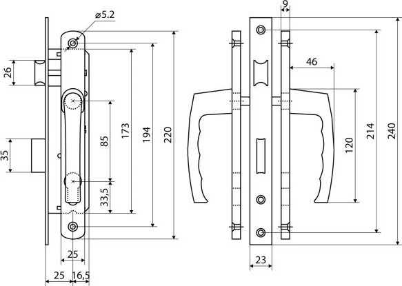 Изображение товара Замок врезной БУЛАТ ЗВ4-1.25.01.7016 (антрацит)
