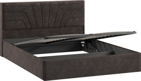 Изображение товара Двуспальная кровать ТриЯ Пандора с ПМ с заглушиной 160x200 Тип 1 (велюр Brut Chocolate 17)