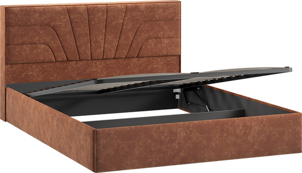 Изображение товара Двуспальная кровать ТриЯ Пандора с ПМ и заглушиной 160x200 Тип 1 (велюр Brut Terracot 13)