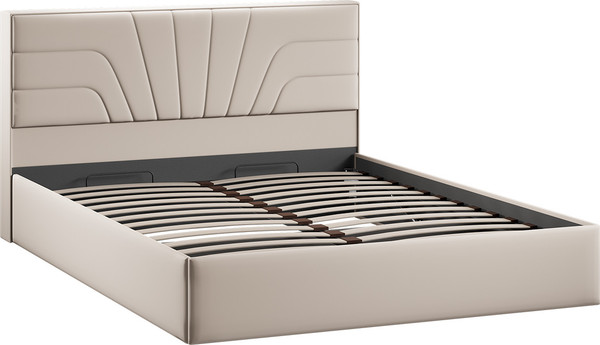Изображение товара Двуспальная кровать ТриЯ Пандора с ПМ и заглушиной 160x200 Тип 1 (велюр Confetti Cream)